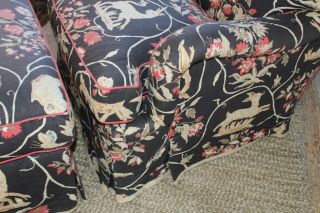 Vintage O Henry House Animal Print Upholstered Armchair & Matching Ottoman 3