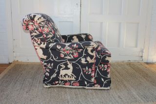 Vintage O Henry House Animal Print Upholstered Armchair & Matching Ottoman 5
