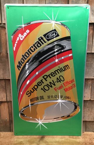 Vintage Ford Motorcraft Motor Oil Metal Advertising Stout Sign 30x17