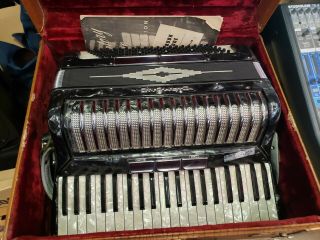 Vintage Diamond Piano Accordion With Case Made In Italy