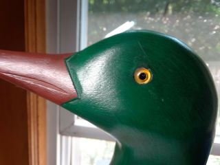 Vintage Drake Mallard Duck Decoy Wood Hand - Painted