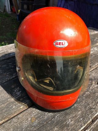 Bell Star Helmet 1970 Snell Vintage Orange Bell Visor Pic 6 Show2 Nic