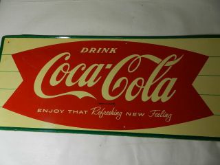 VINTAGE ADVERTISING SIGN - 1950 ' s COCA - COLA FISHTAIL SIGN - MCA SIGN CO.  - DRIVE - IN 3