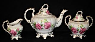 Rare Royal Stafford Berkeley Rose Bone China Tea Set - England
