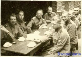 Rare: Group German Elite Troops Gathered Eating At Outdoor Table