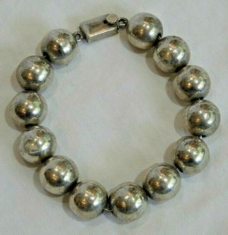 Vintage Mexican Sterling Silver Bead Bracelet