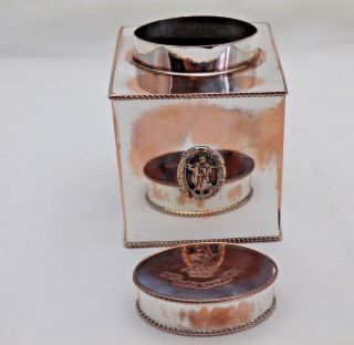 Antique Sheffield Silver Plate on Copper Square Tea Caddy Canister 6