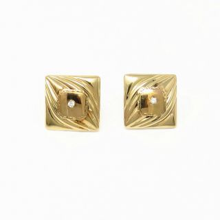 Nyjewel Vintage 14k Yellow Gold Diamond Omega Back Large Earrings 25x25mm 10.  7g