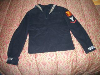 Wwii Us Navy Amphibious Forces Storekeeper Blue Wool Jumper Excell