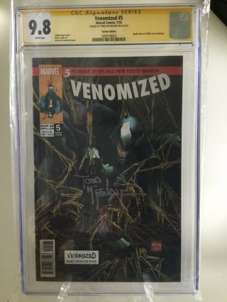 Venomized 5 Rare Sandoval 1:25 Variant Cgc 9.  8 Signed By Todd Mcfarlane Homage