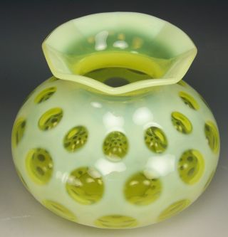 Vintage Fenton Yellow Coin Dot Opalescent Vase