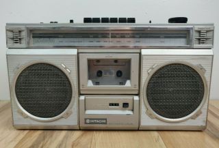 Vintage Hitachi Boombox Radio Cassette Player Trk - 7100h Shows Wear