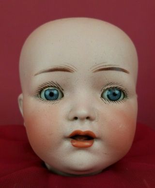 Antique German Franz Schmidt Bisque Socket Doll Head 1295 Blue Sleep Eyes