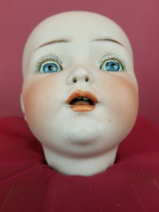 Antique German Franz Schmidt Bisque Socket Doll Head 1295 Blue Sleep Eyes 2