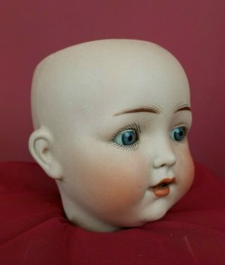 Antique German Franz Schmidt Bisque Socket Doll Head 1295 Blue Sleep Eyes 7