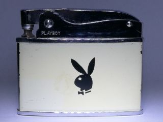 Flat Advertising Lighter Vintage Playboy Bunny Black On White Rare Made In Japan