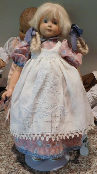 Vintage 15 " Hand Carved Wood & Cloth Janci Doll By Jill Sanders Nancy Elliott