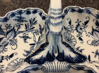 Vintage Meissen Blue Onion Large 3 Section Chip and Dip Bowl 3
