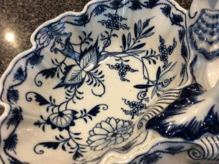 Vintage Meissen Blue Onion Large 3 Section Chip and Dip Bowl 4