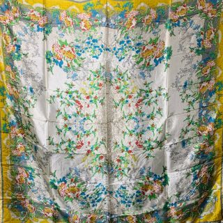 Johnny Was Vintage Floral Printed Silk Tassel Scarf Handkerchief Wrap Nwt Boho