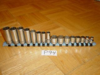 Snap - On Tools Vintage 16 Piece 3/8 Drive Sae.  Short & Deep Chrome Socket Set