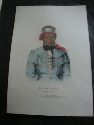 Rare 1838 Mckenney & Hall Hand Colored Folio Print: Chittee Yoholo