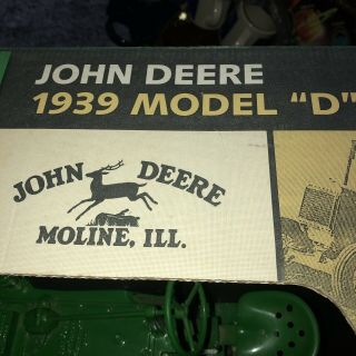 ERTL 1/8 Scale John Deere 1939 D Vintage Note Box In Photos Flag 10