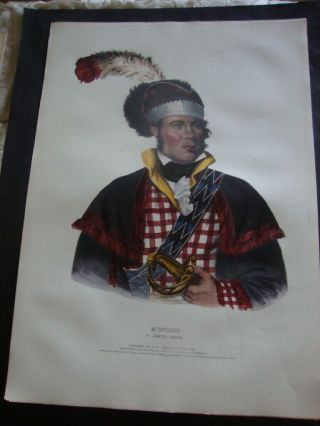 Rare 1836 Mckenney & Hall Hand Colored Folio Print: M 
