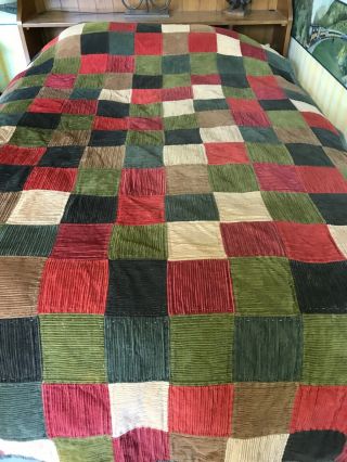 Woolrich Home Vintage Corduroy Blanket Patchwork Quilt Thick Heavy 84” X 64”