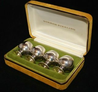 (4) Vintage Sterling Silver Gorham Cordial Shot Glasses 955 W/ Box 80g