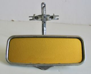 Vintage Car Truck Rear View Mirror Chrome Metal Hot Rat Rod Usa Yellow Non Glare