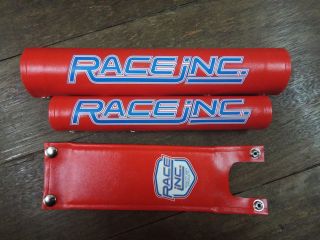 Race Inc Red Vinyl Padset Bmx Oldschool Snap Button Vintage Repop