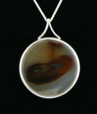 Danish Sterling Silver Pendant Made By Arne Johansen And Set With Agate