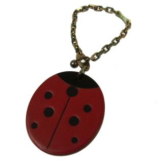 Authentic Hermes Ladybug Motif Leather Key Chain Holder Red Vintage M13733j