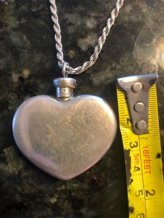 VINTAGE SIGNED TC Sterling Silver Heart Perfume Atomizer Bottle,  Funnel,  Chain 2