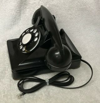 Vintage 1940s WESTERN ELECTRIC Black 302 12 - 48 Rotary Dial Desktop Telephone 3