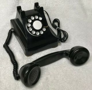 Vintage 1940s WESTERN ELECTRIC Black 302 12 - 48 Rotary Dial Desktop Telephone 5