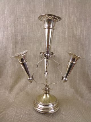 Antique Epergne Trump Flower Vase Table Centerpiece Silver Plated