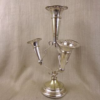 Antique Epergne Trump Flower Vase Table Centerpiece Silver Plated 2