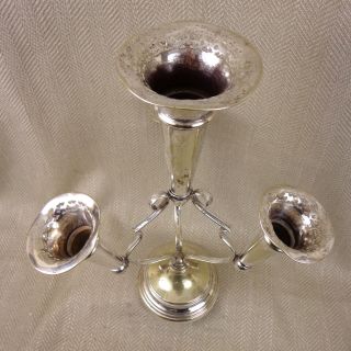 Antique Epergne Trump Flower Vase Table Centerpiece Silver Plated 3
