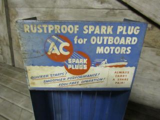 Rare Vintage AC Spark Plugs Outboard Boat Motors Display Rack Sign Gas Oil 4