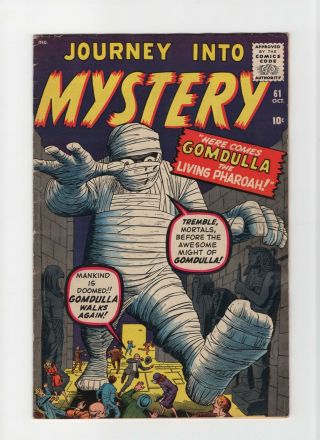 Journey Into Mystery 61 Fn 6.  0 Vintage Marvel Atlas Comic Horror Mummy Gold 10c