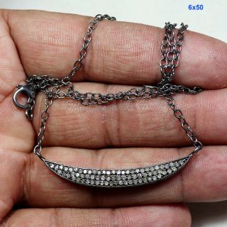 Pave Diamond 925 Sterling Silver Fine Jewelry Vintage Artisan Necklace Op222