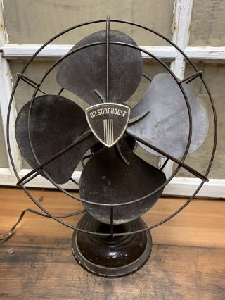 Vintage Westinghouse Oscillating Fan 10 - B - 3 Shield Badge Rare Antique Old