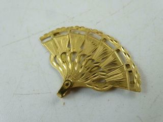 Vintage 14k Solid Yellow Gold Folding Hand Fan Miniature 2.  5 Grams Pendant Charm