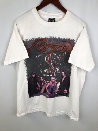 Vintage Poison 1993 Native Tongue Tour Concert T Shirt Tee Giant Tag 90s Band