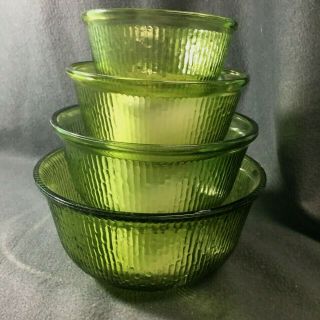 Set Of 4 Vintage Mixing Nesting Bowls Avocado Green