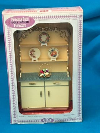 Vintage Dollhouse Furniture Ideal Petite Princess Patti Hutch Cabinet Kitchen