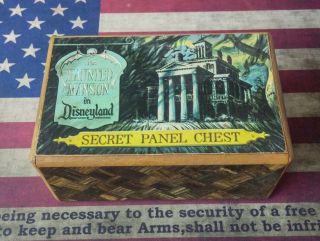 Vintage Disney Haunted Mansion Secret Panel Chest Wood Box Disneyland 1969