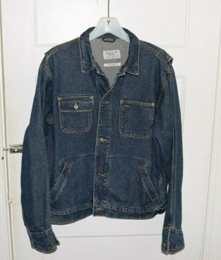 Rare Vintage 90s Ralph Lauren Polo Sport Dungarees Flag Denim Jean Jacket Unisex